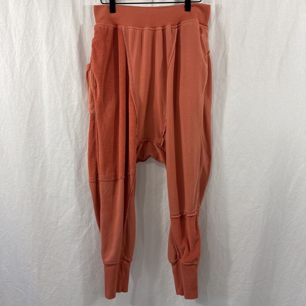 Fp Movement Free People Orange Rava Terry Contrast Jogger Pants Womens Sz M